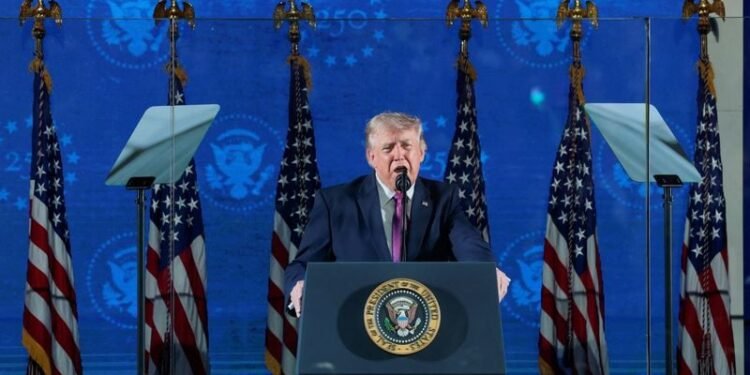 Trump extols America, rails at communism in US 250th celebration